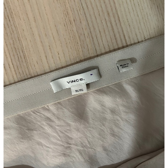 Vince Slip Midi Satin Skirt Size XL Ivory Off White Minimalist 90s Acetate - Picture 9 of 12